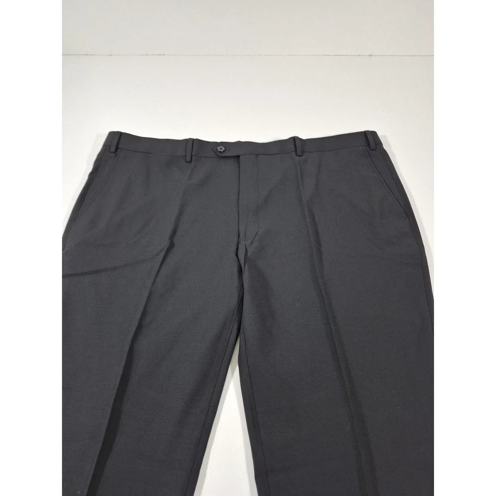 Giles & Jasper Dress Pants Mens 45x36 Black Wool Stretch Flat Front Modern Fit